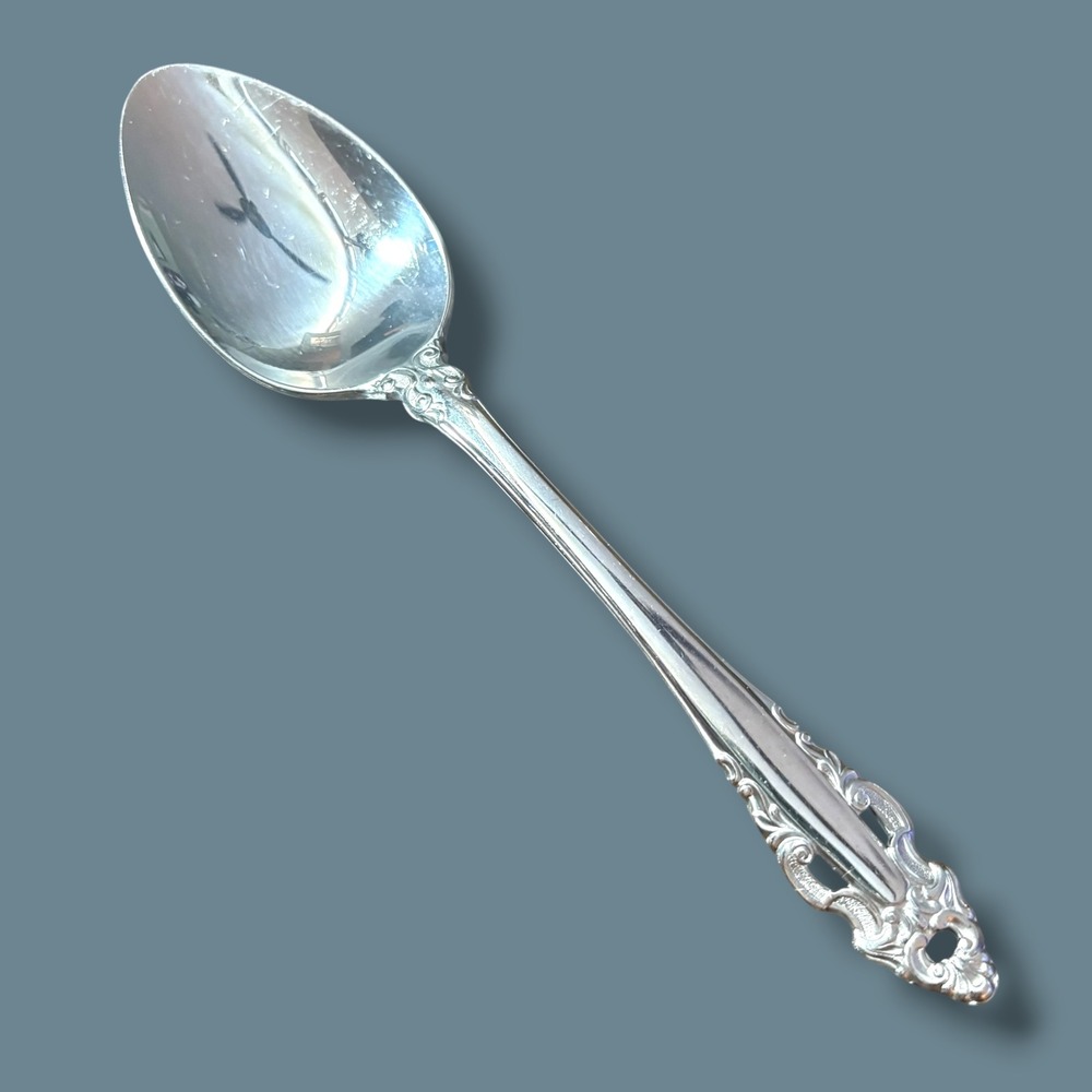Gorham Pierced Baroque Stainless Steel Soup Spoon Ornate Scroll Flatware